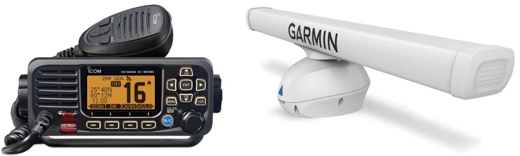 VHF radio and radar for boating