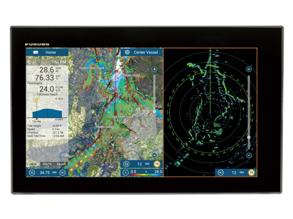 Chart plotter with a satellite image