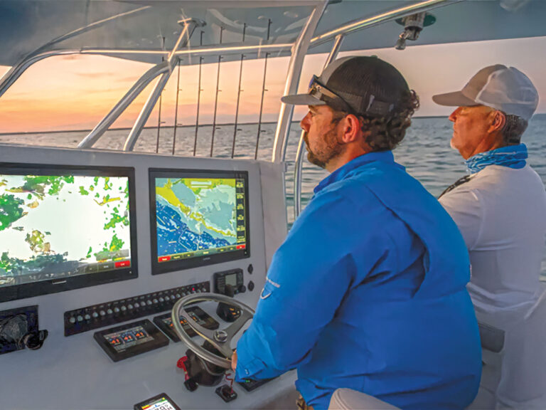 Captain and co-captain at the helm