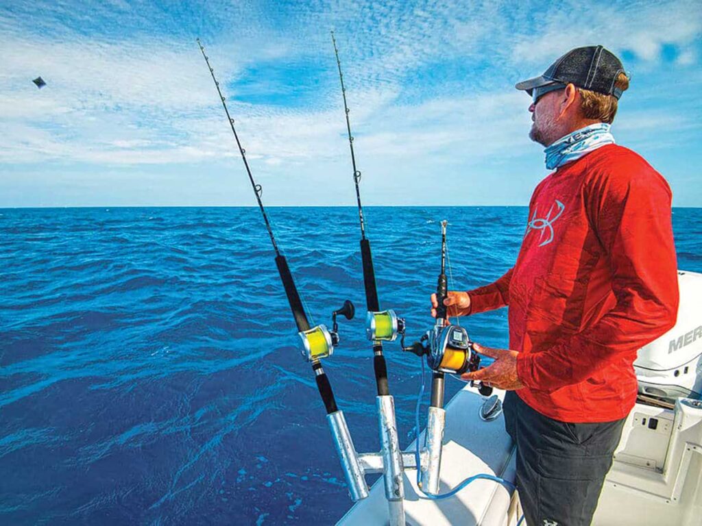 Angler with lines in the water